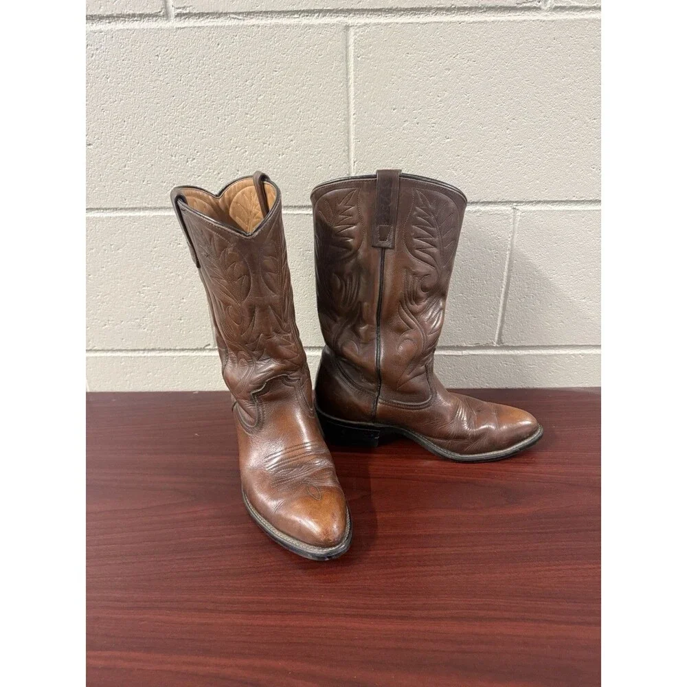 Men’s Vintage Red Wing 9801 Pecos Cowboy Boots Brown Made In USA Sz 8 D Pull On